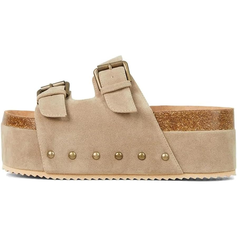 MICIFA Women's Suede Platform Sandals Cork Buckled Band Platform Sandals Clogs Slip On Flatform S... | Amazon (US)