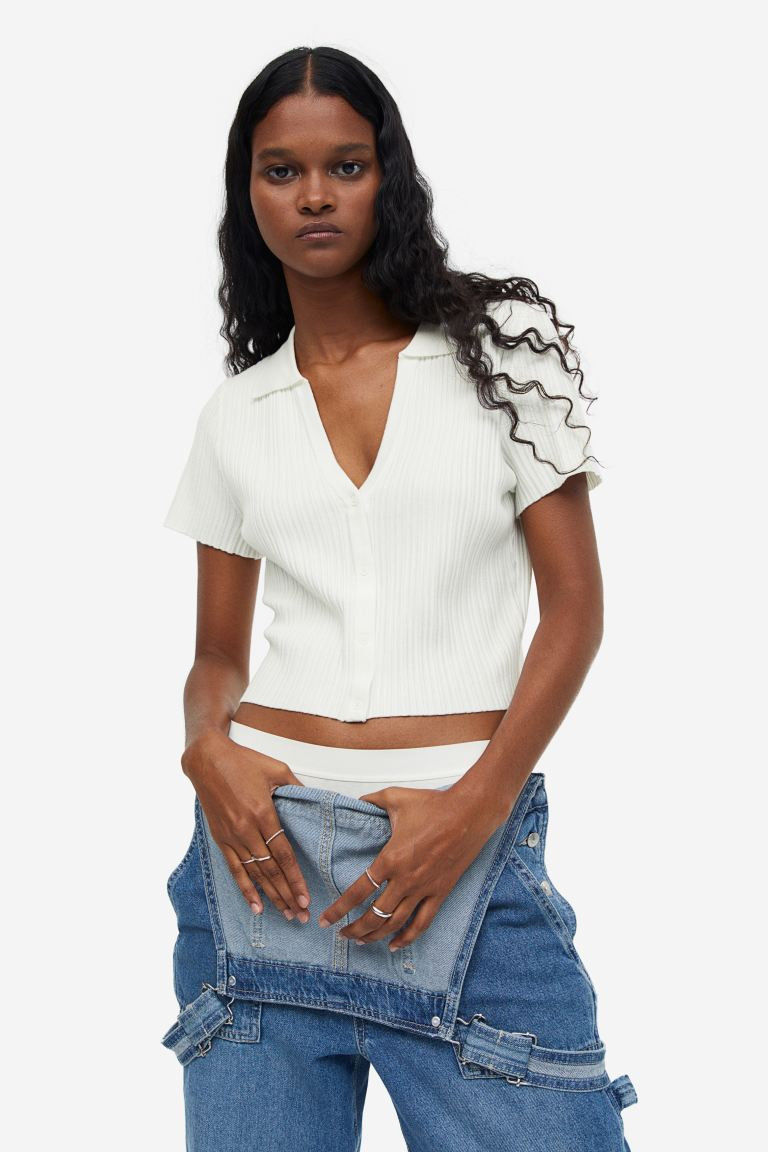 Rib-knit Top with Collar | H&M (US + CA)