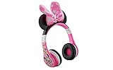 eKids Minnie Mouse Kids Bluetooth Headphones, Wireless with Microphone Includes Aux Cord, Volume Reduced Foldable Headphones for School, Home, or Travel, Pink | Amazon (US)