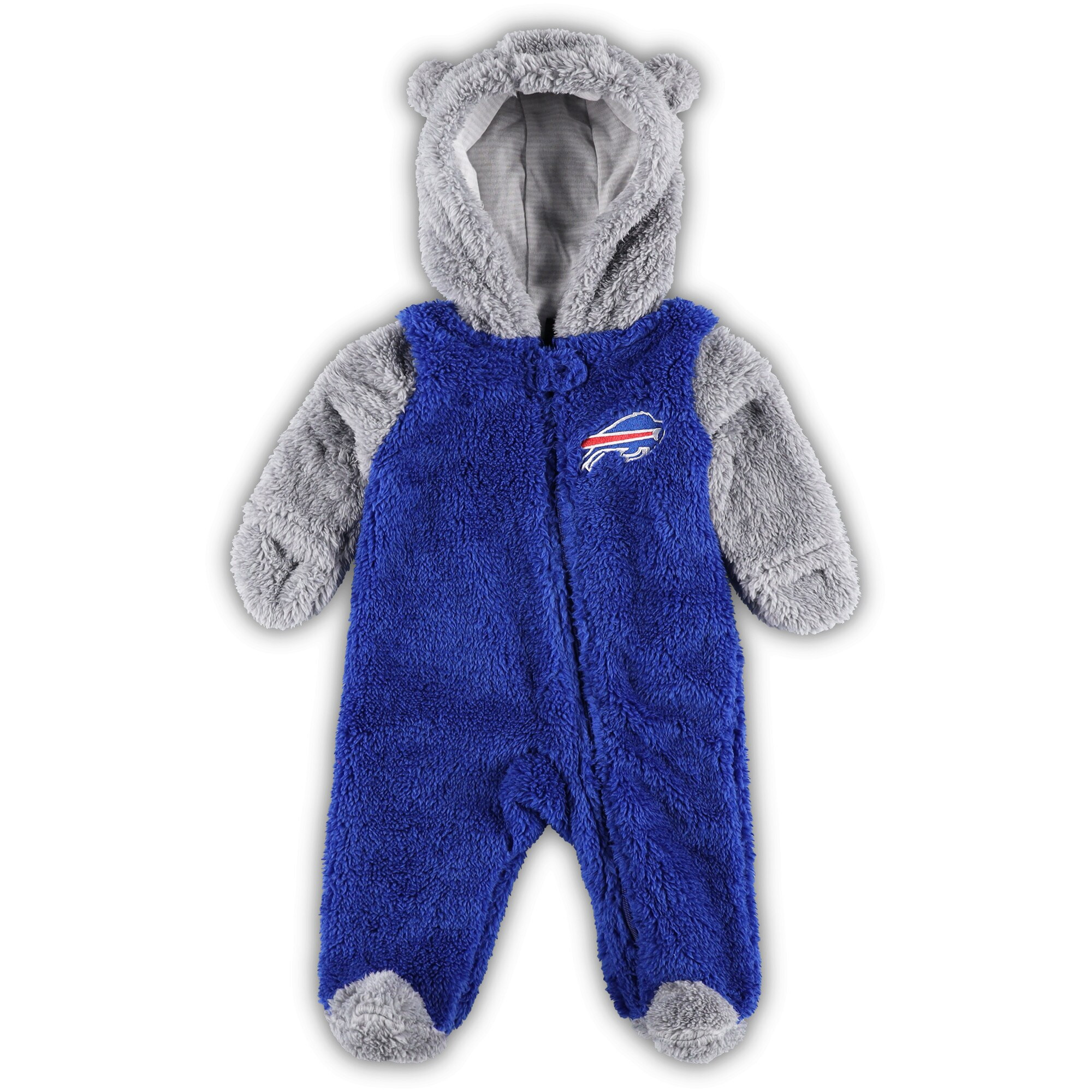 Newborn & Infant Buffalo Bills Royal/Gray Game Nap Teddy Fleece Bunting Full-Zip Sleeper | NFL Shop