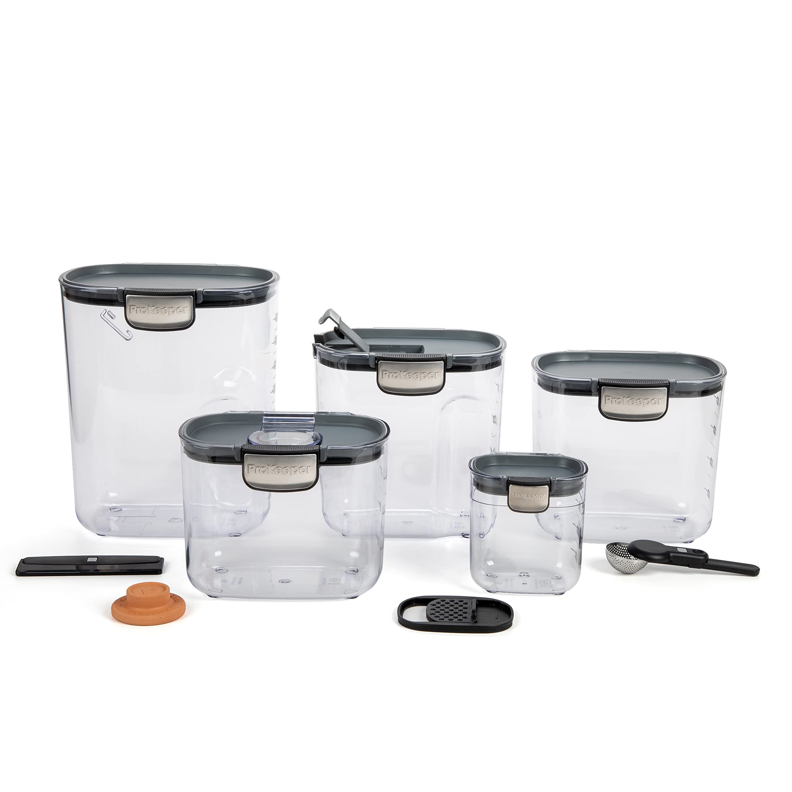 ProKeeper+ 9-Piece Airtight Food Storage Container Set – Clear Plastic Flour and Sugar Canister... | Amazon (US)