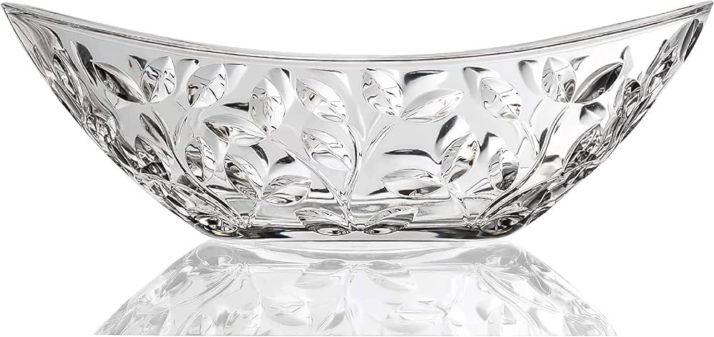 Elegant Crystal Serving Oval Bowl with Beautiful leaf design, Centerpiece For Home,Office,Wedding... | Amazon (US)