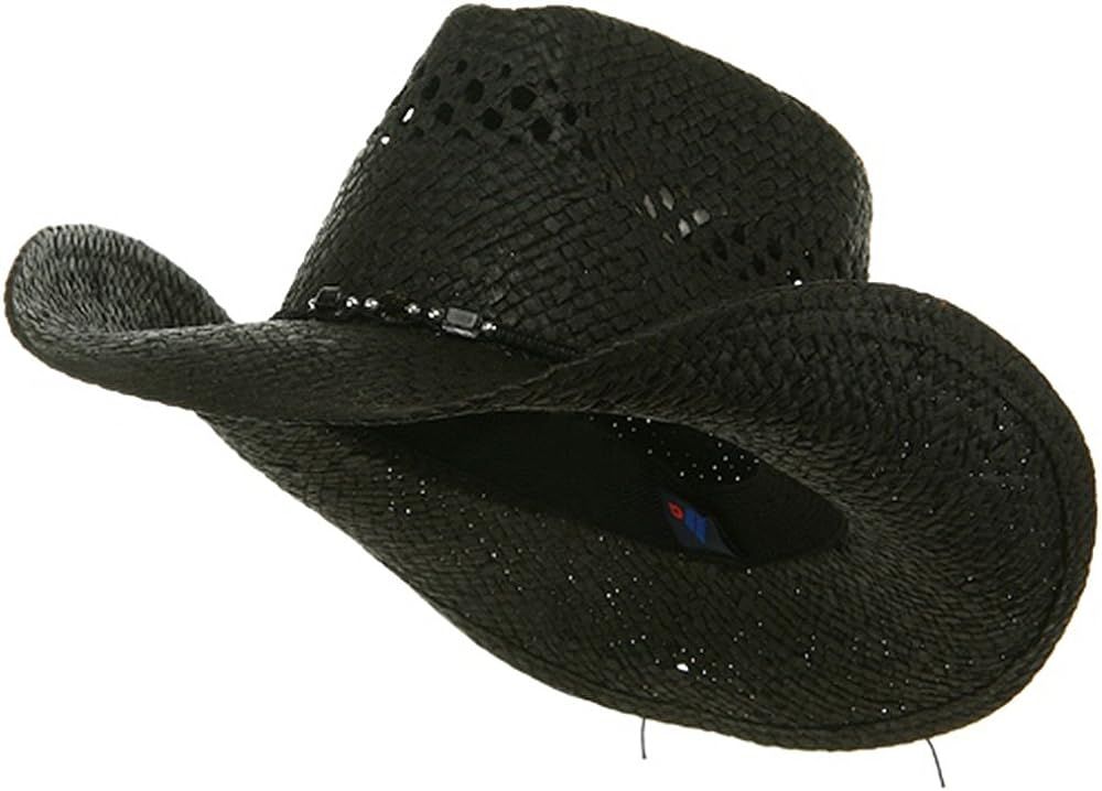 MG Womens Straw Outback Toyo Cowboy Hat Black | Amazon (US)