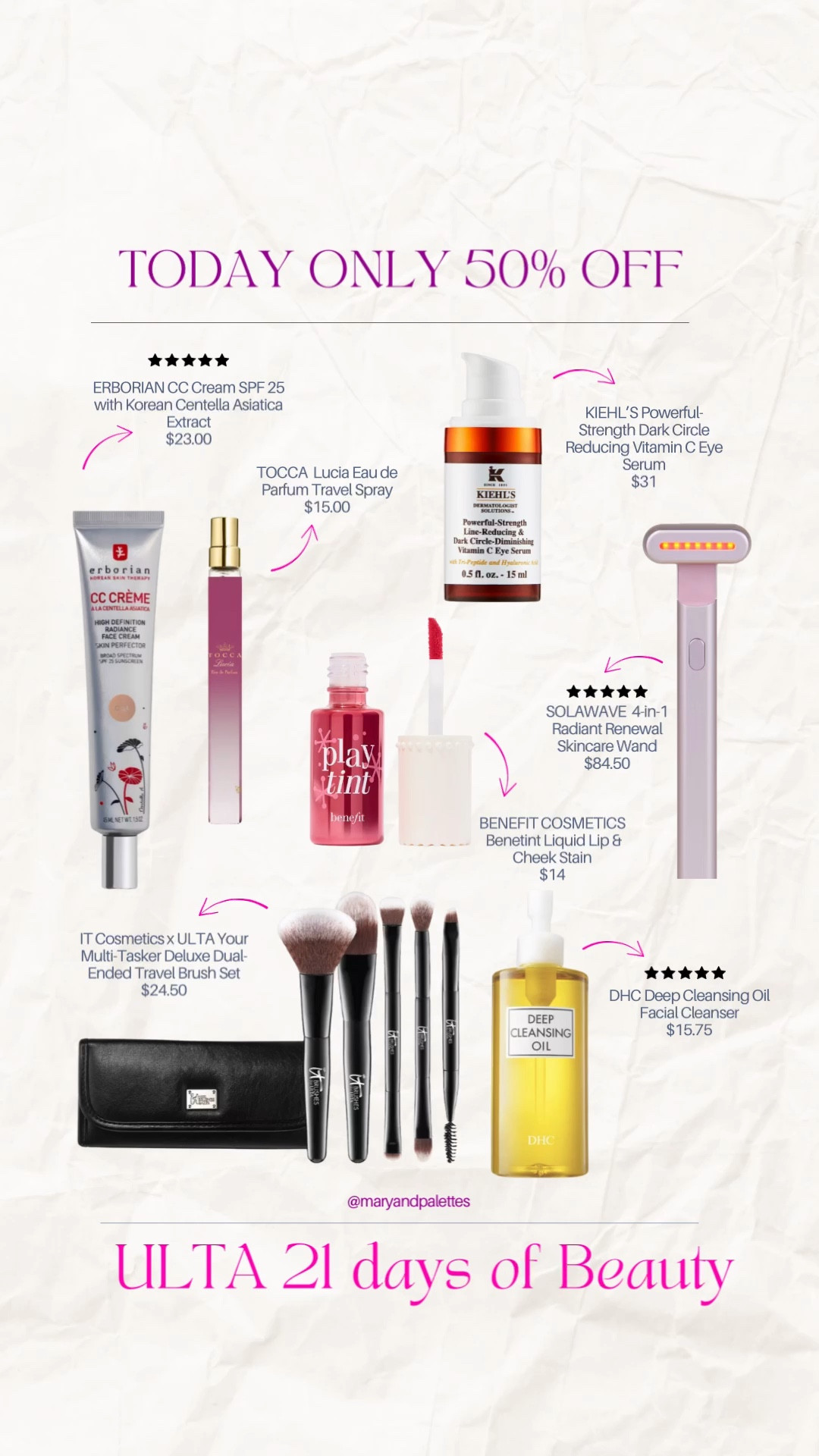 ULTA’s 21 Days of Beauty sale favs!! TOCCA, IT Cosmetics, Erborian, and so much more

#LTKFindsUnder50 #LTKBeauty #LTKSaleAlert