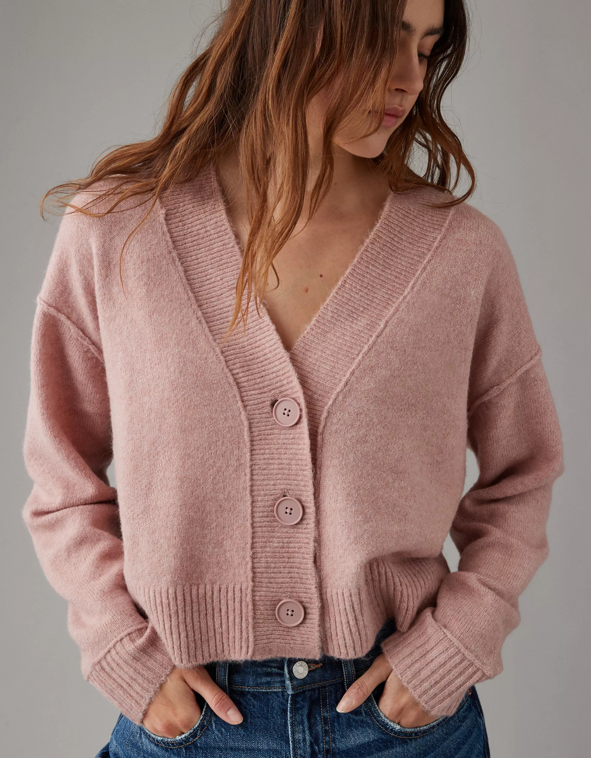 AE Whoa So Soft Cropped Button-Front Cardigan | American Eagle Outfitters (US & CA)
