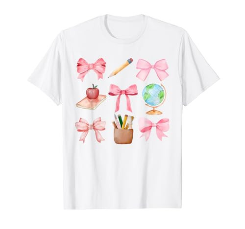 Coquette Bows Teacher Life Back To School Teach Love Inspire T-Shirt | Amazon (US)