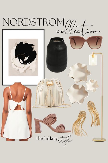 Nordstrom Collection: Neutral Abstract Art // White Dress // Brass Floor Lamp //
Bucket Handbag // Neutral Heels // Gold Statement Earrings // Ruffle Bowl //
Sunglasses // Black Vase

#LTKstyletip #LTKFind #LTKhome