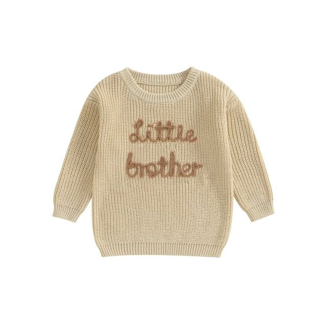 Toddler Baby Boy Sweater Big Brother Little Brother Matching Outfit Letter Long Sleeve Knit Jumpe... | Walmart (US)