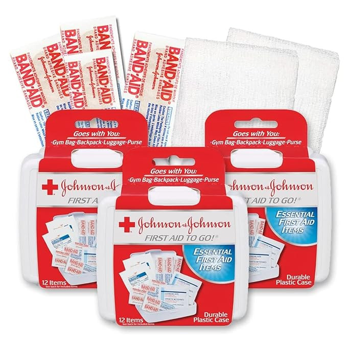 Johnson & Johnson First First Aid Kit for Car, Office, Purse Travel Size (Pack of 3) With Cleansi... | Amazon (US)