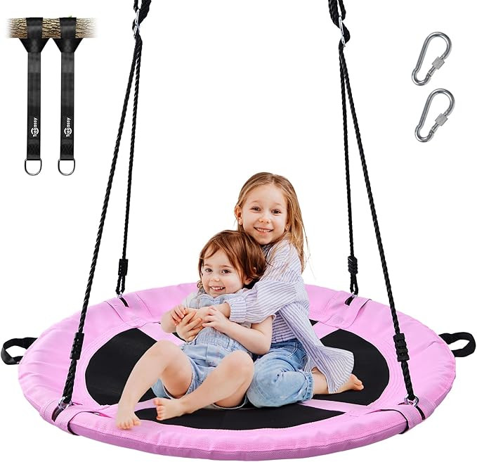 Trekassy 700lb 40" Saucer Tree Swing for Kids Adults Outdoor Textilene with 2pcs Tree Hanging Str... | Amazon (US)