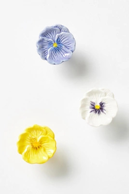 Lyah Pansy Stoneware Floral Knobs, Set of 2 | Anthropologie (US)