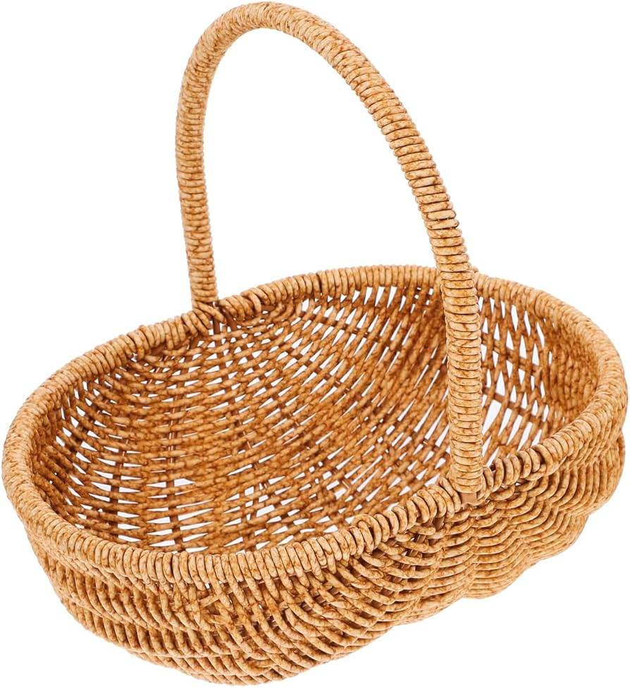BESTOYARD Rattan Picnic Basket with Handle, 10X6 Inch Wicker Woven Storage Basket for Fruits, Veg... | Amazon (US)