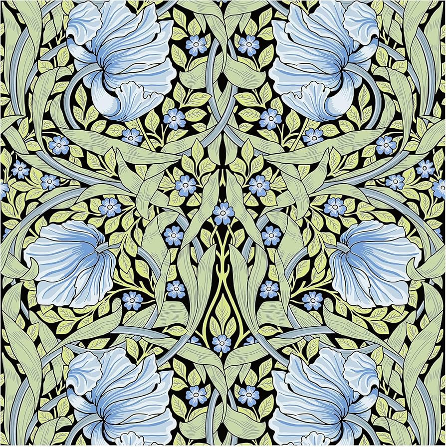 HAOKHOME Vintage Wallpaper Peel and Stick Floral Vine Green/Blue/Black Wall Murals Home Kitchen B... | Amazon (US)