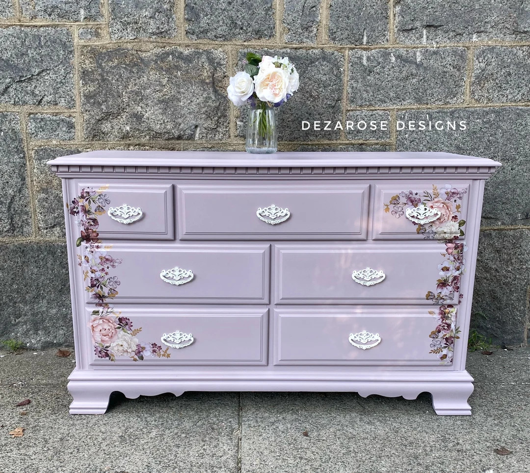 SOLDSOLD  Beautiful Lilac Painted Dresser With Purple Pink - Etsy | Etsy (US)