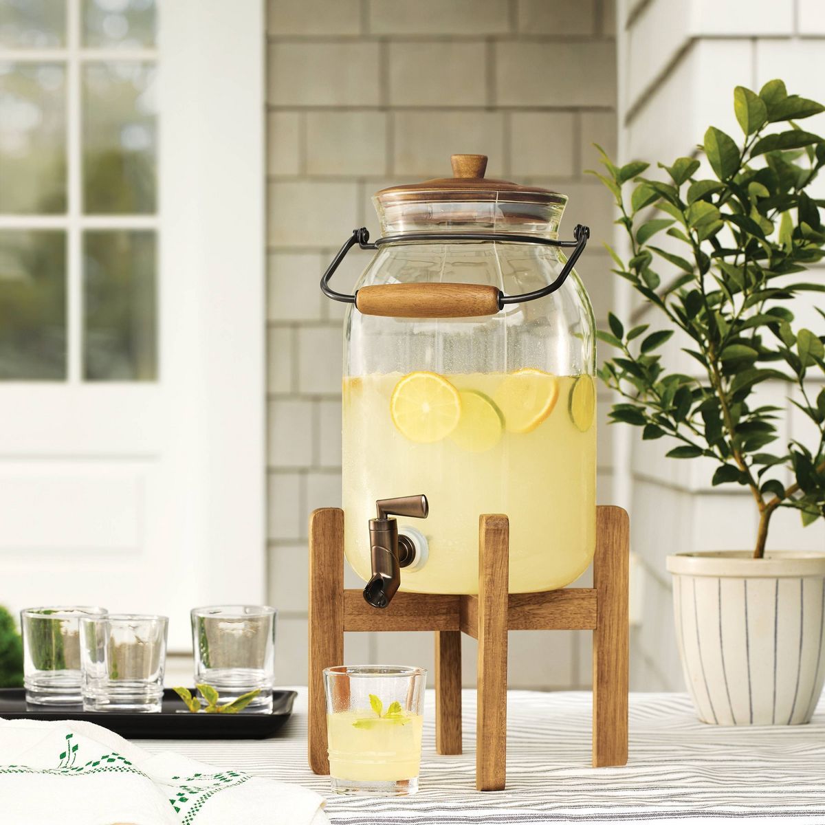 1.8gal Acrylic Beverage Dispenser with Wood Stand - Hearth & Hand™ with Magnolia | Target