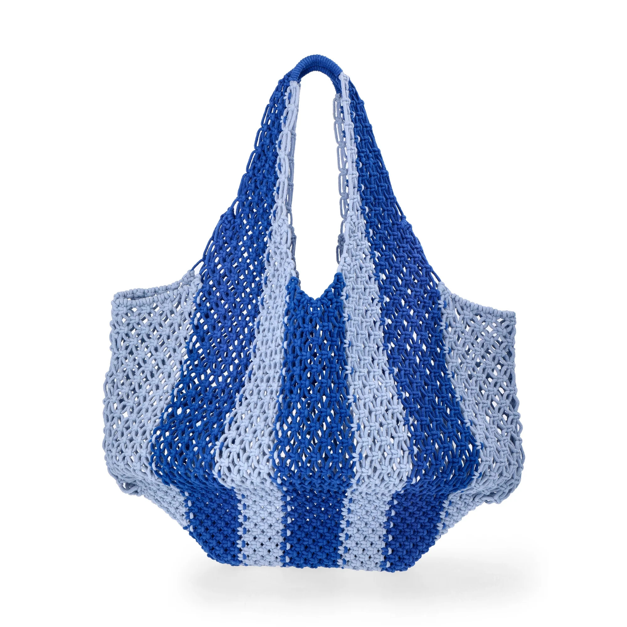No Boundaries Women's Festival Crochet Striped Hobo Bag, Caribbean Blue Stripe | Walmart (US)