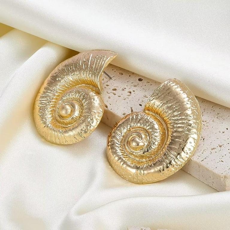 Conch Shell Earrings for Women Boho Vintage Gold Plated Sea Shell Stud Earrings Ocean Sea Stateme... | Walmart (US)