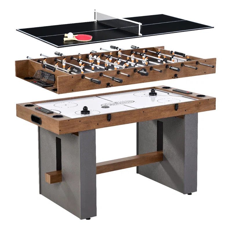 Barrington Urban Collection 54” 3-in-1 Combination Game Table With Air Powered Hockey, Foosball... | Wayfair North America