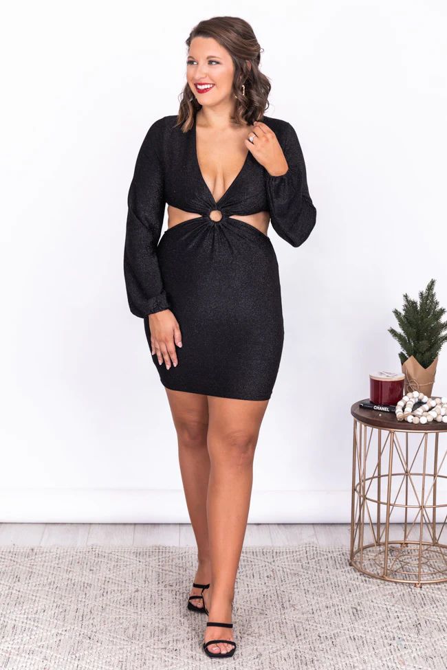 I don't Remember Black Cut Out Long Sleeve Dress | The Pink Lily Boutique