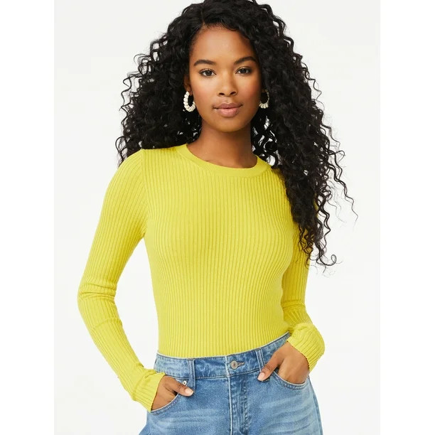 Scoop Women's Long Sleeve Bodysuit Sweater | Walmart (US)