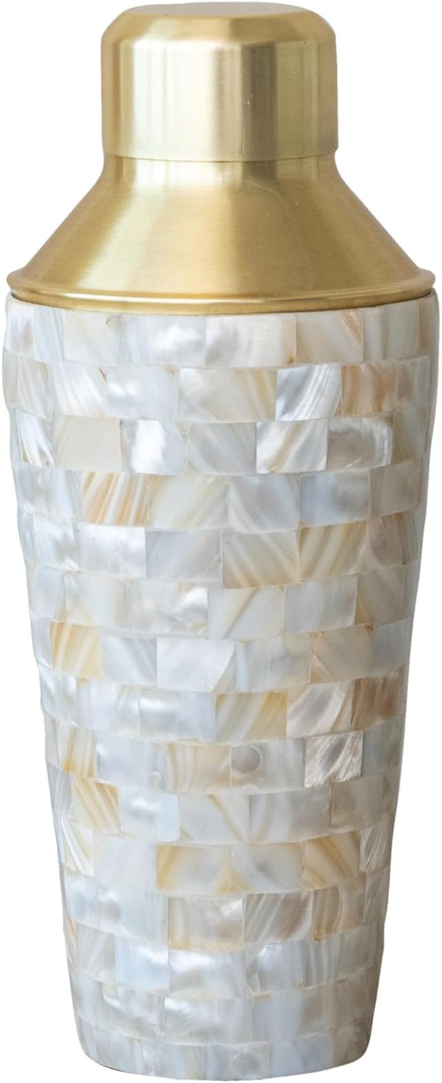 Creative Co-Op 24 oz. Stainless Steel and Mother of Pearl Cocktail Shaker, Natural | Amazon (US)