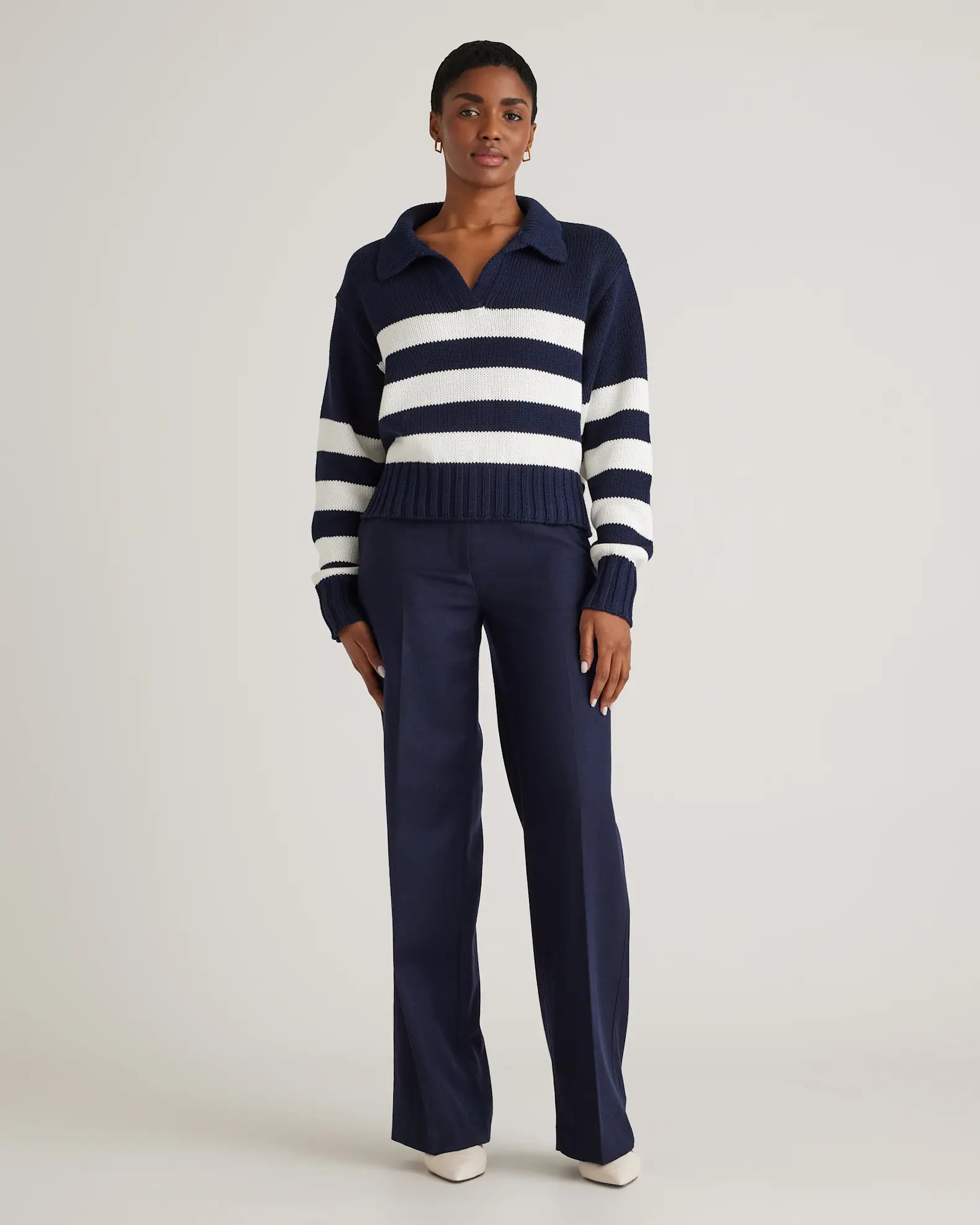 100% Organic Cropped Cotton Polo Sweater | Quince