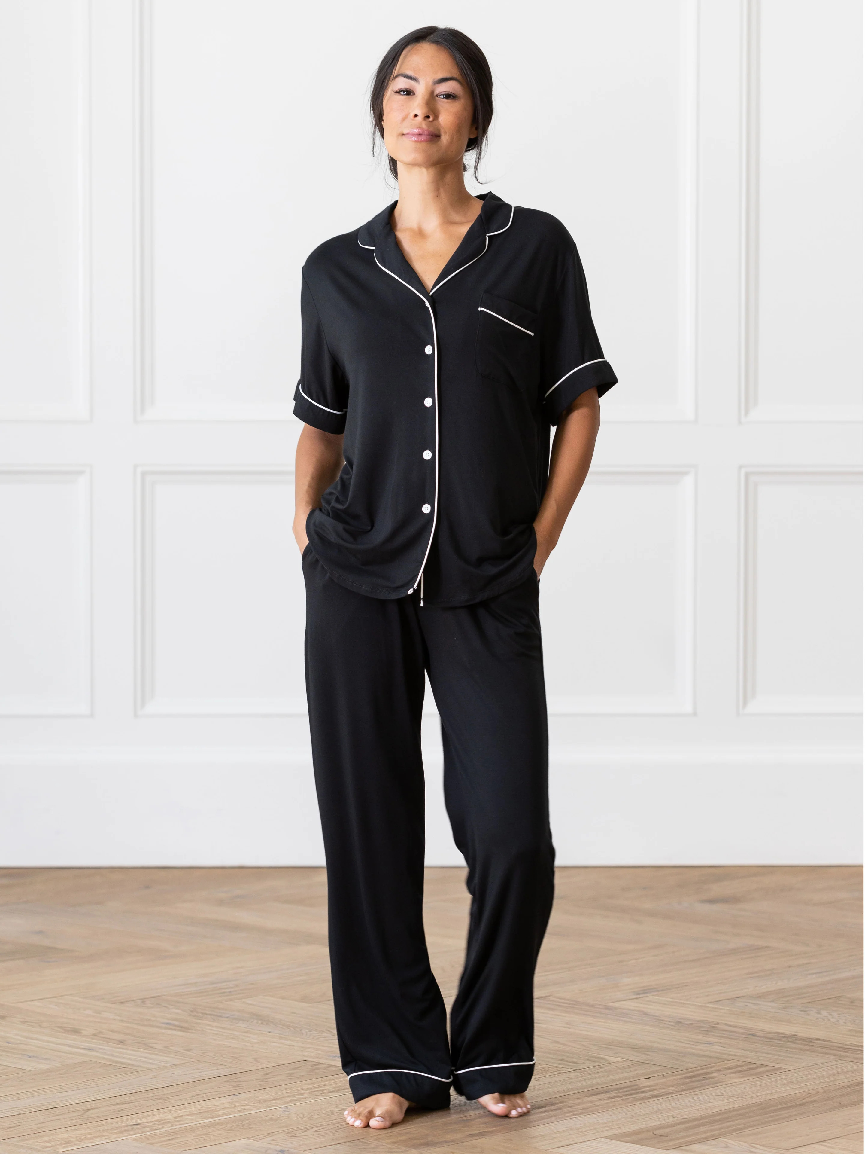 Women's Stretch-Knit Short Sleeve & Pant Bamboo Pajama Set | Cozy Earth