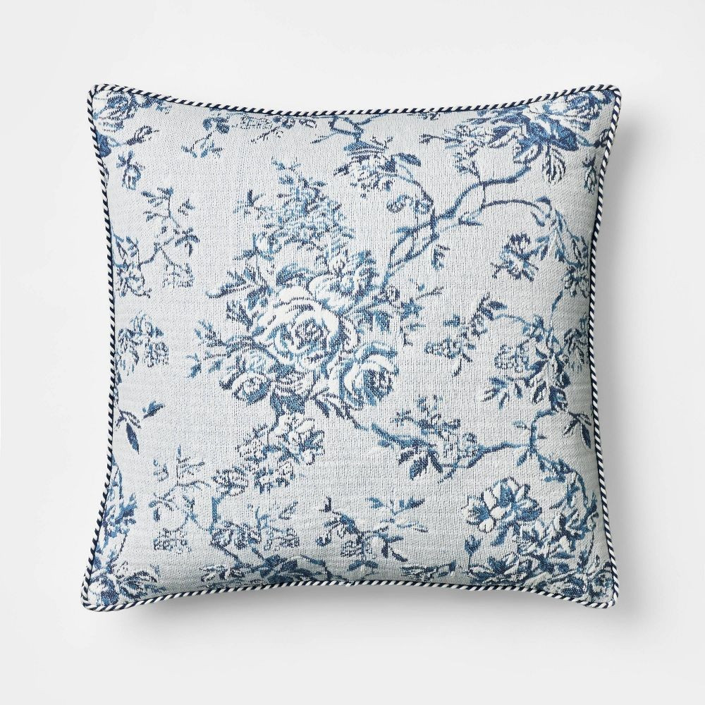 Square Floral Jacquard Pillow - Threshold designed with Studio McGee | eBay US