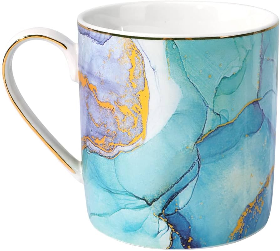 WAVEYU Ceramic Mug for Women, Cute Coffee Water Mug Cup for Christmas Holiday, Marble Design with... | Amazon (US)