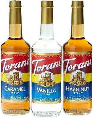 Torani Coffee Syrup Variety Pack - Vanilla, Caramel, Hazelnut, 3-Count, 25.4-Ounce Bottles | Amazon (US)