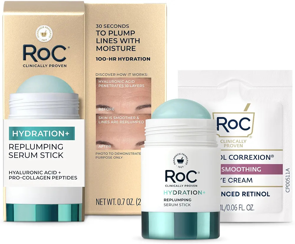 RoC Hydration+ Replumping Serum Stick, Fragrance-Free, Hydrating And Cooling Hyaluronic & Peptide... | Amazon (US)