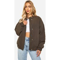 Womens Oversized Collar Detail Bomber Jacket - Green - 4 | boohoo (US & Canada)