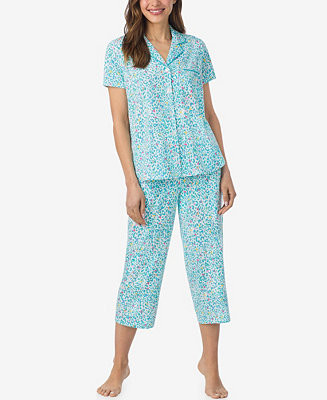 Women's Short-Sleeve Top and Cropped Pajama Pants, 2-Piece Set | Macy's