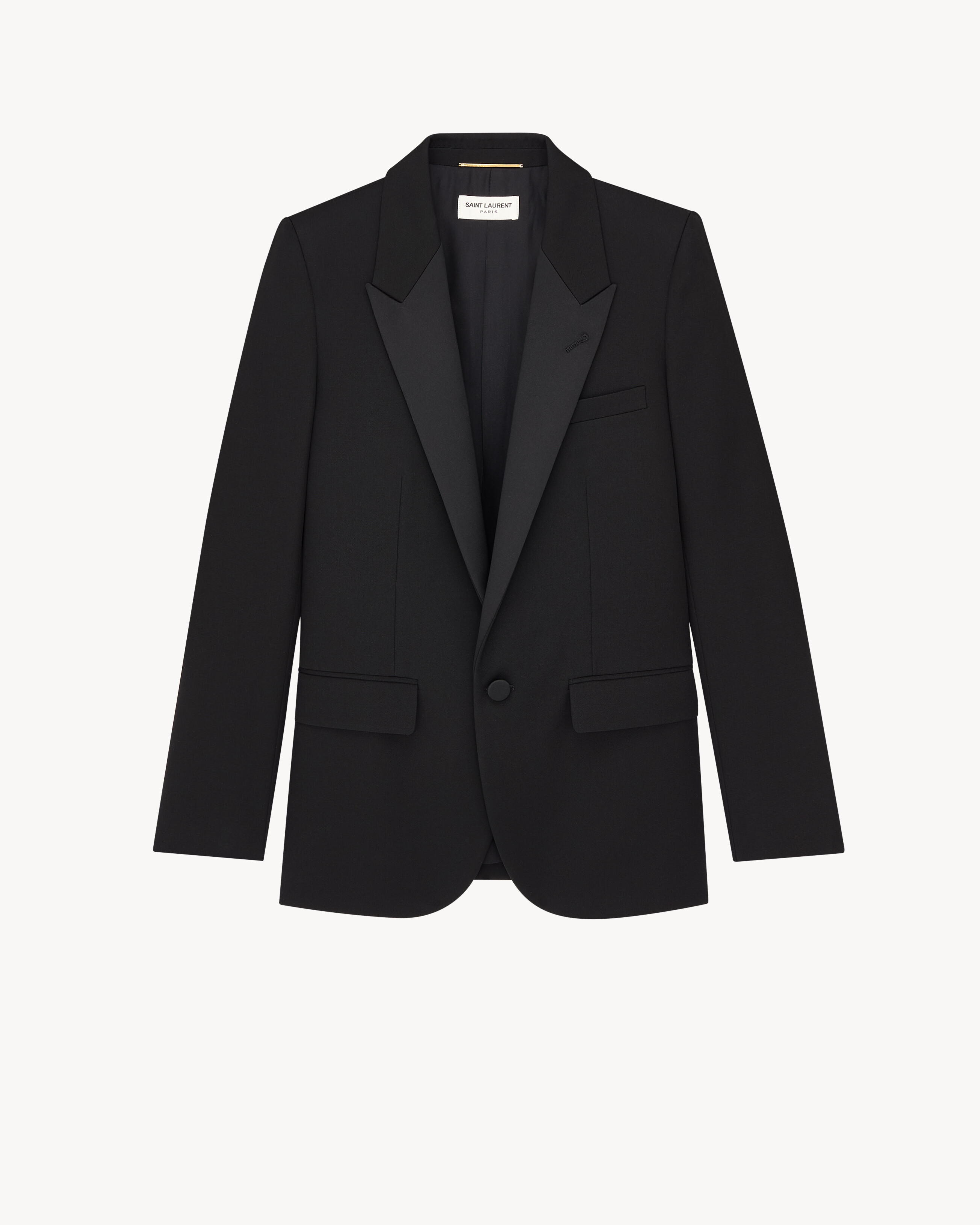 single-breasted tuxedo jacket in grain de poudre in Black | Saint Laurent | YSL US | Saint Laurent Inc. (Global)