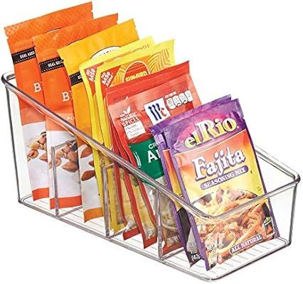 mDesign Large Plastic Food Packet Organizer Caddy - Storage Station for Kitchen, Pantry, Cabinet,... | Amazon (US)