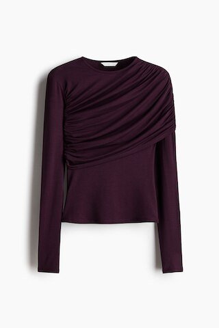 H & M - Draped Asymmetric Top - Purple | H&M (US + CA)