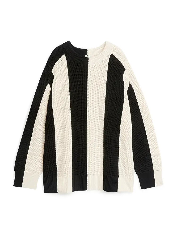 Block-Stripe Cotton Jumper - Black/Off White - ARKET GB | ARKET (US&UK)