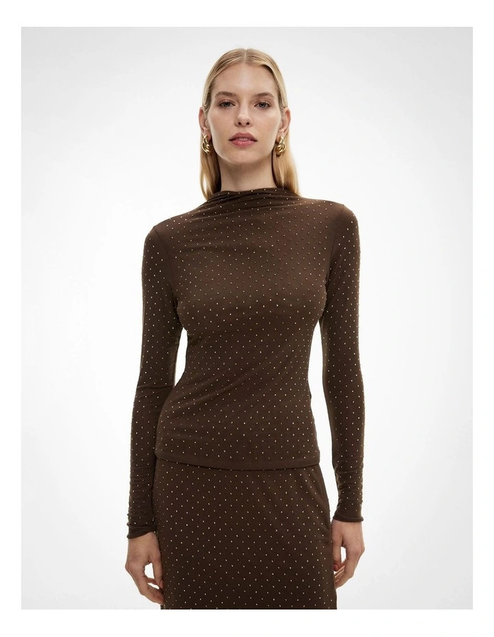 WitcherySparkle Mesh Top in Cocoa | Myer