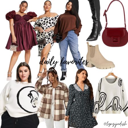 Daily Favorites 

Plus size fashion, plus size style, fall fashion, fall style, size 16 influencer, red dress, maroon dress, wedding guest dress, black and white roils dot dress, brown turtleneck sweater, wide black knee high boots, tan ankle boots, beige ankle boots, Amazon finds, Amazon favorites, Amazon fashion, black and white sweater, modern sweater, floral print dress, tan shacket, celestial sweater 

#LTKunder100 #LTKSeasonal #LTKcurves