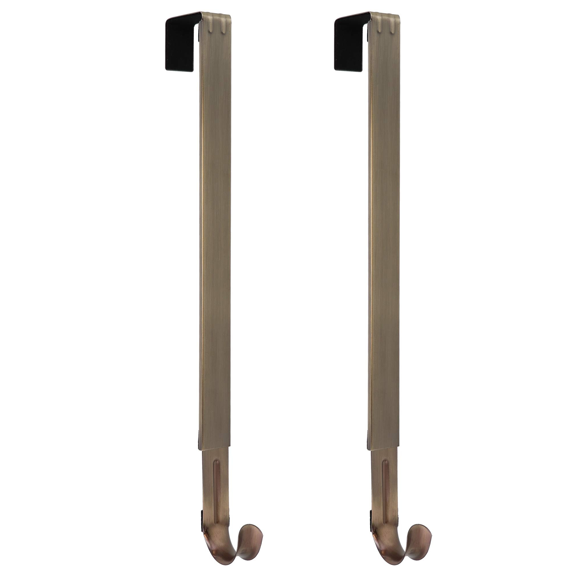 Haute Decor Adapt Adjustable Length Wreath Hanger - 2 Pack - Holds up to 20 lbs (Antique Brass) - Over The Door Holder Hook for Indoors or Outdoors | Amazon (US)