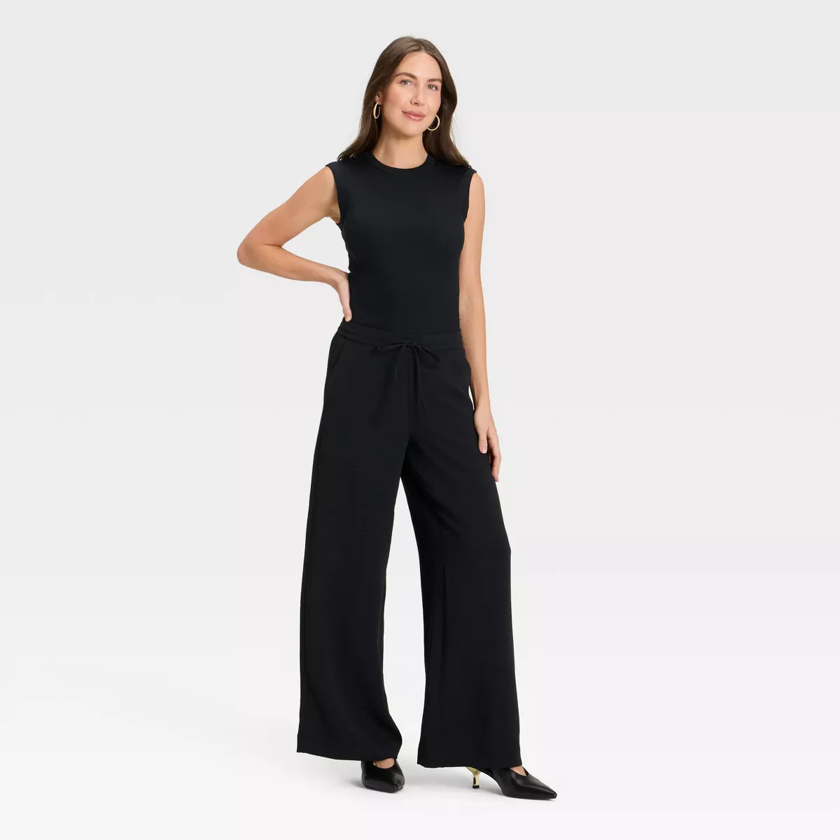 Women's Wide Leg Signature Crepe Pull-On Pants - A New Day™ | Target