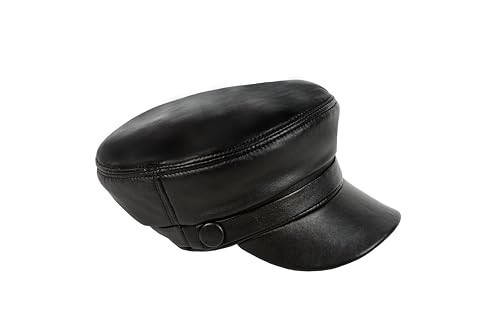 m metellıno METELLINO Women ' s Leather Newsboy Cap, Captain Hat Genuine Leather (Black) | Amazon (US)