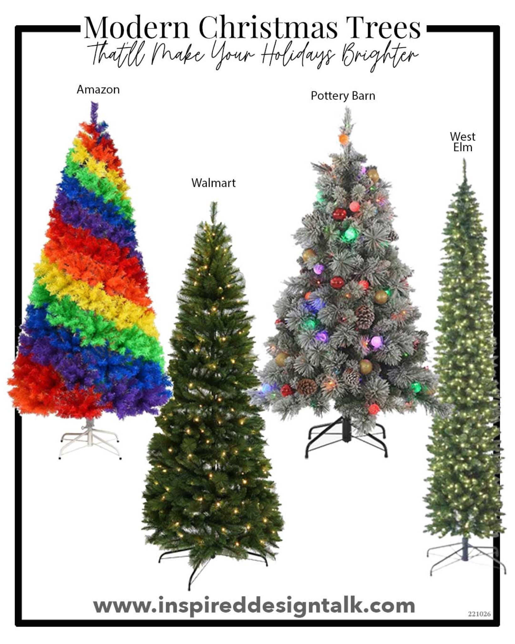 Christmas Tree Trends // Modern Christmas trees, Rainbow Christmas tree, snow flocked tree, gold tinsel christmas tree, rose gold christmas tree, white artificial tree, pre lit tree, skinny tree, pink tinsel tree, iridescent tree, ombre tree, rainbow xmas tree, silver holiday tree, holiday decorations, holiday decor

#LTKHoliday #LTKhome #LTKSeasonal
