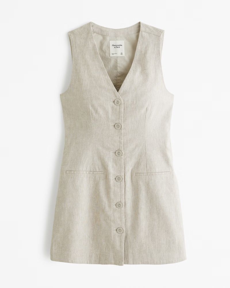 Women's The A&F Mara Linen-Blend Vest Mini Dress | Women's New Arrivals | Abercrombie.com | Abercrombie & Fitch (US)