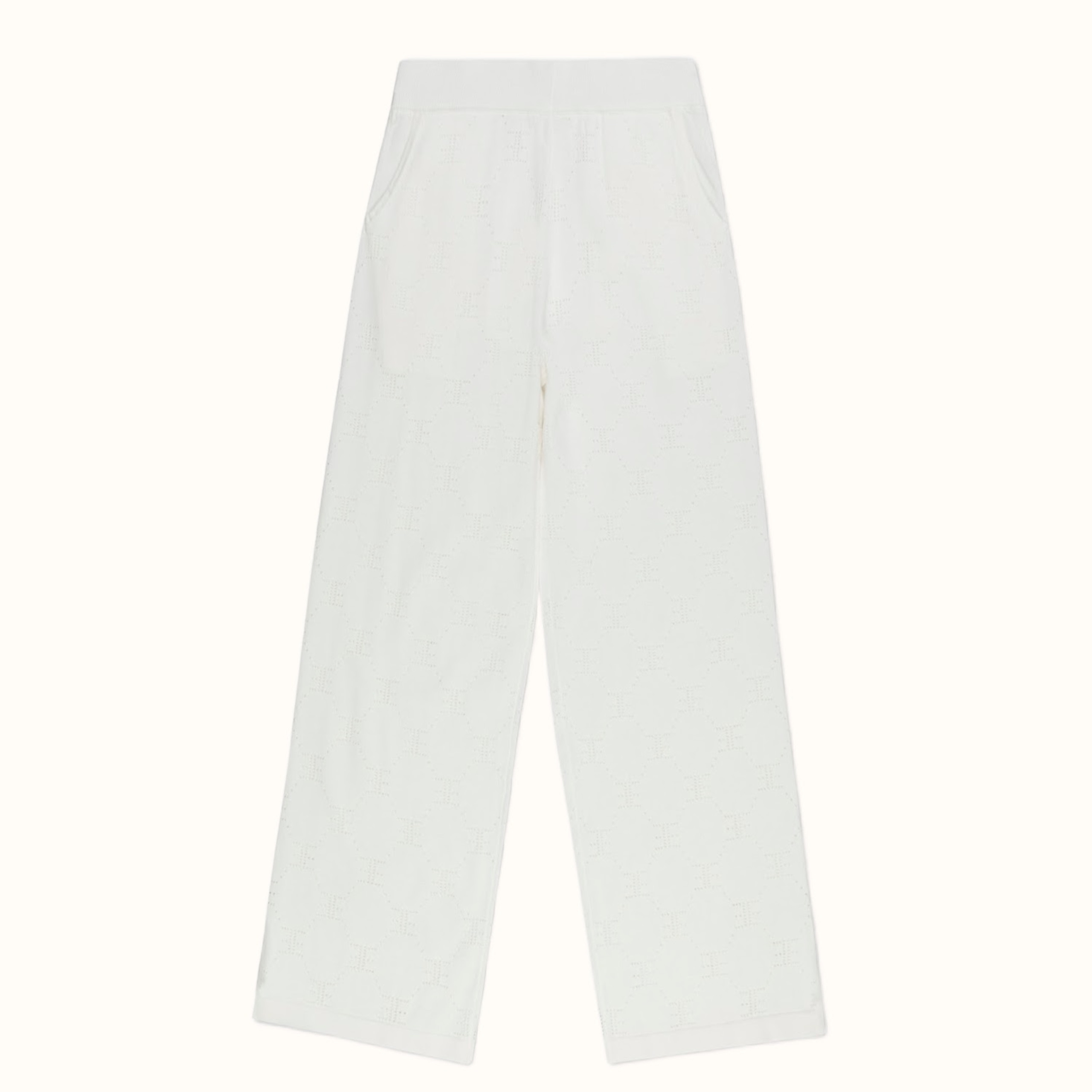 EE Pointelle Cropped Knit Pants - White | EllandEmm