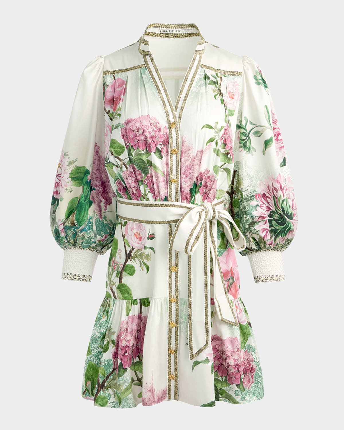 Cora Voluminous Tiered Mini Shirtdress | Neiman Marcus