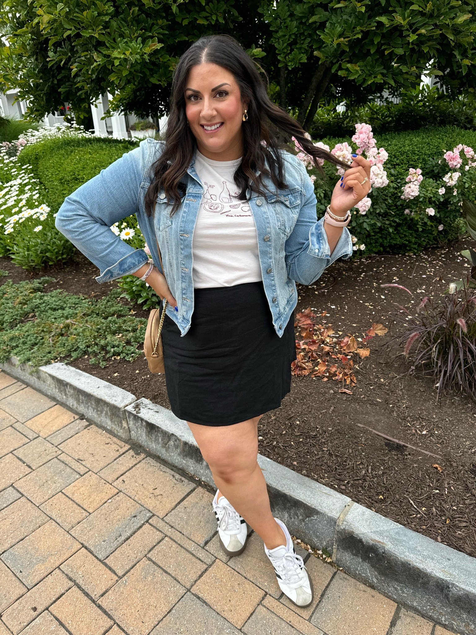 XL denim jacket/XL graphic tee/XL skirt 🩷 

#LTKSummerSales #LTKMidsize #LTKSaleAlert