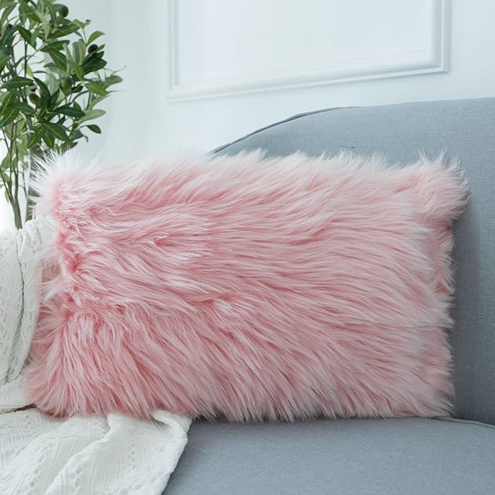 LIGICKY Decorative Lumbar Soft Faux Fur Throw Pillow Cover Luxury Series Rectangle Plush Pillow C... | Amazon (US)