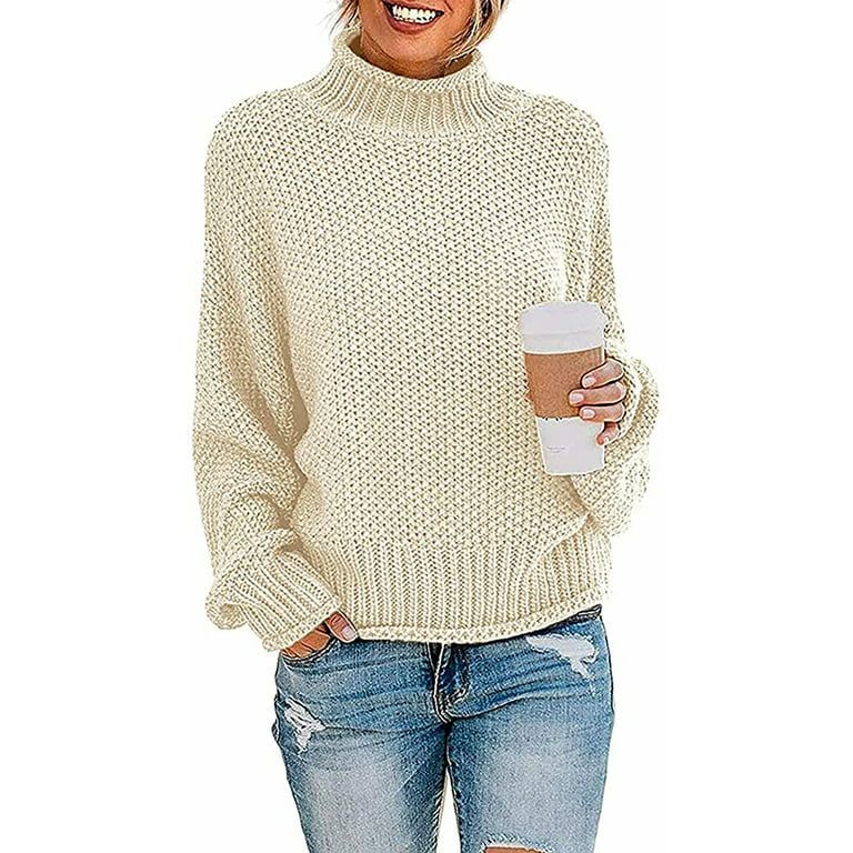 Fantaslook Sweaters for Women Turtleneck Batwing Sleeve Oversized Chunky Knitted Pullover Sweater... | Walmart (US)