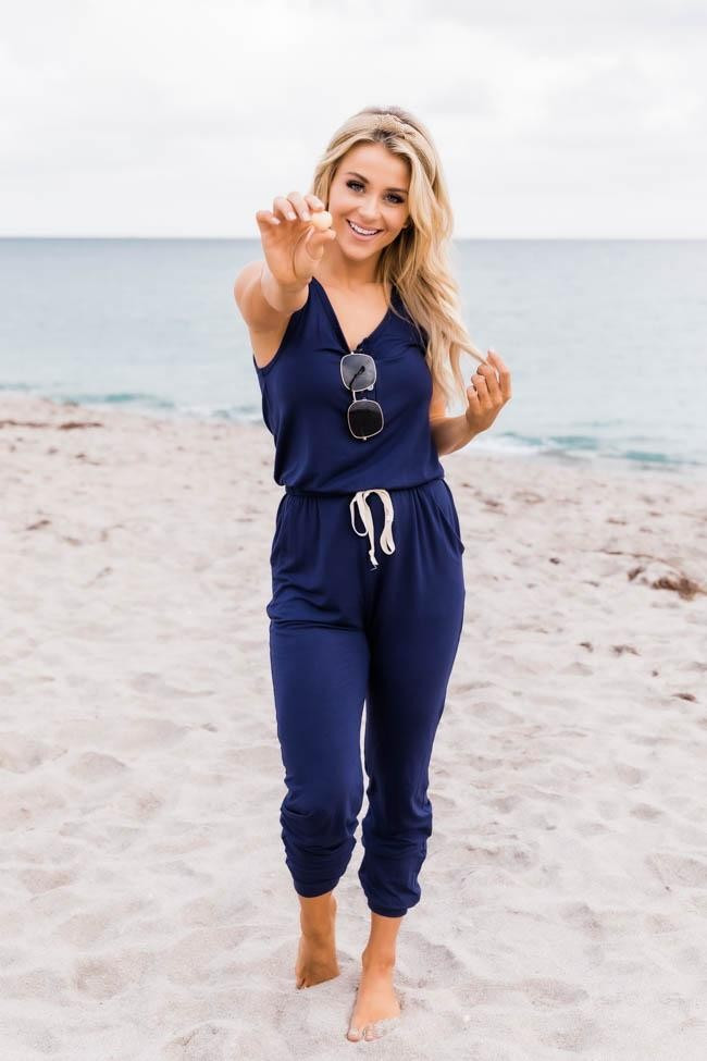 Impossible To Leave Blue Jumpsuit | The Pink Lily Boutique